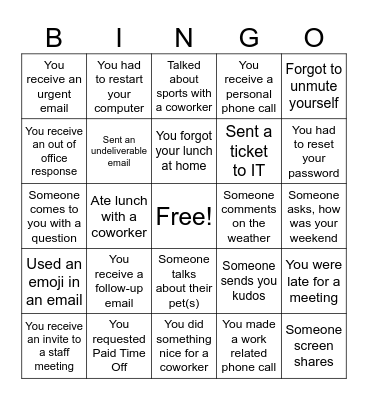 Office BINGO Card