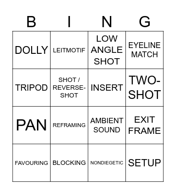 Film Terms Bingo Card