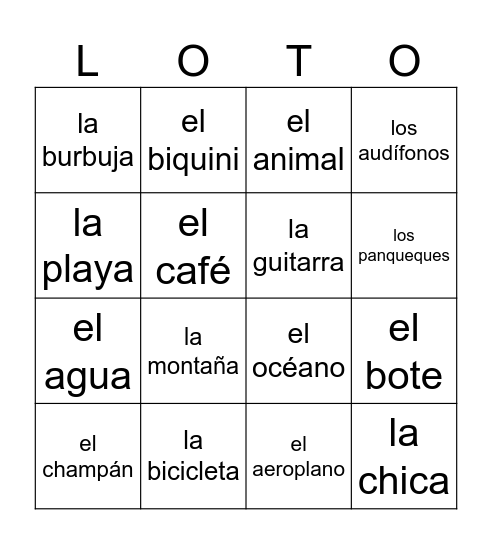 Favorito Bingo Card