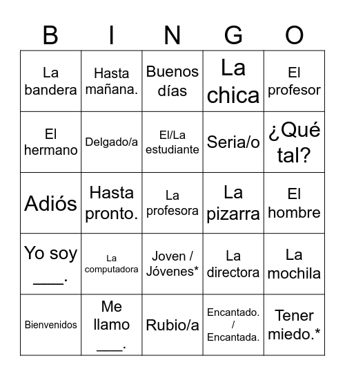 PU1 Encuentros Bingo Card