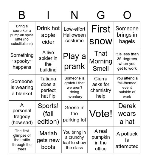 Akrochem Autumn Bingo Card