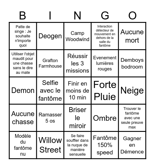 Miyaphobia Bingo Card