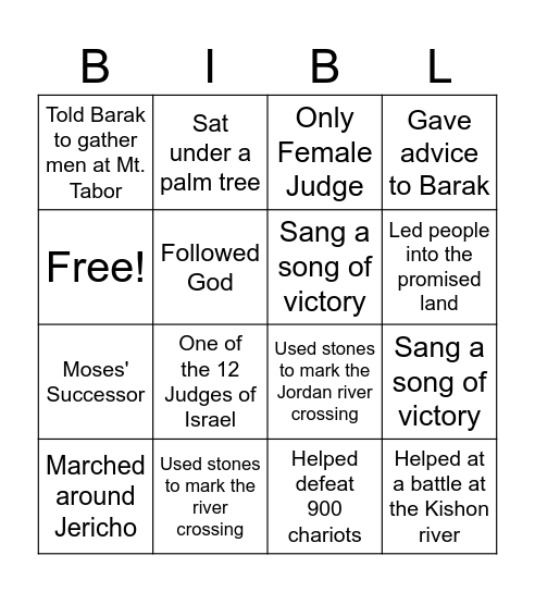 Bible Bingo Card