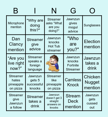 Knock Around The Clock with Jawnzun Bingo Card