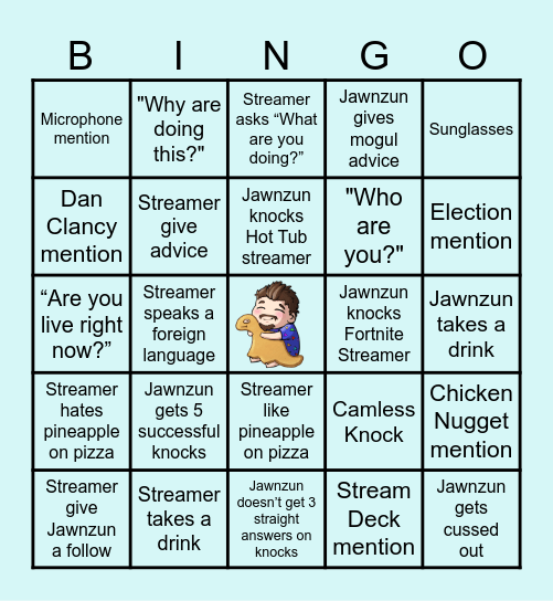 Knock Around The Clock with Jawnzun Bingo Card