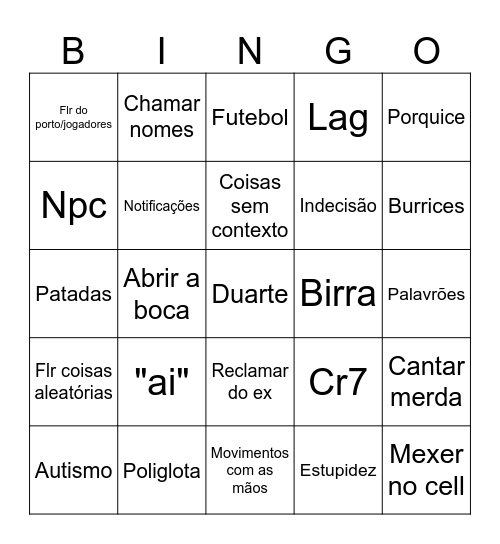 Deficiente bingo Card