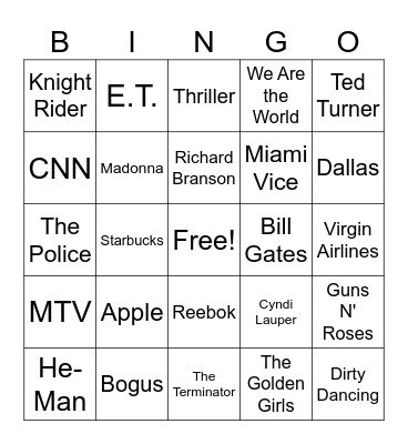 BBN 40th Anniversary Bingo Card
