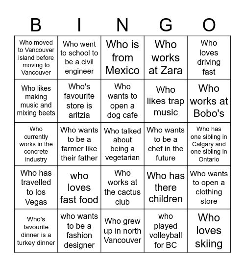 Untitled Bingo Card