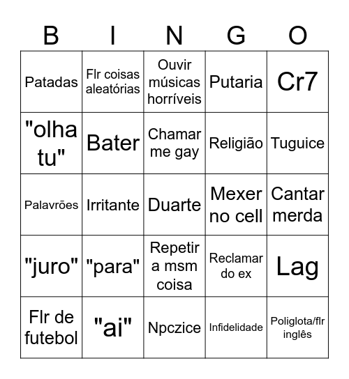 Deficiente bingo Card