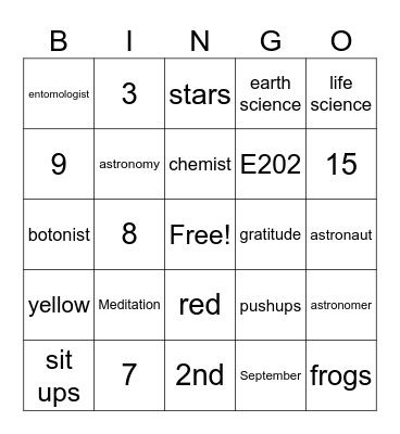 Week 1 Bingo Card