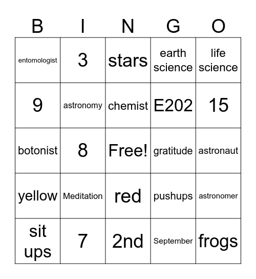 Week 1 Bingo Card