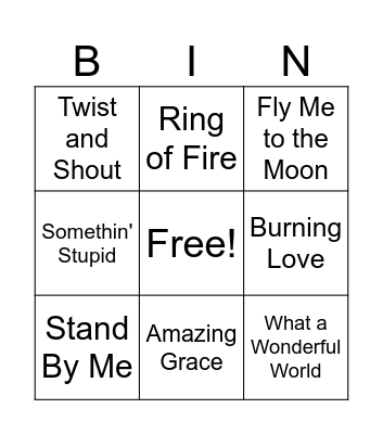 Musical Bingo Card