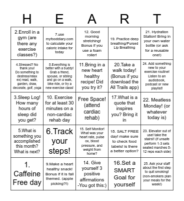 CARDIAC BINGO Card