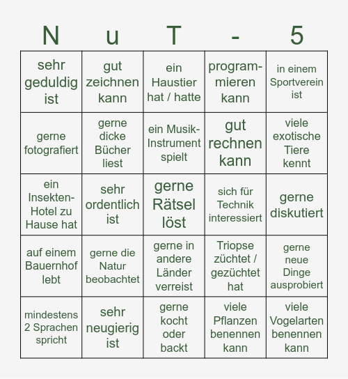 Finde jemanden, der... Bingo Card