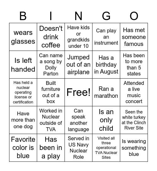Networking BINGO Card