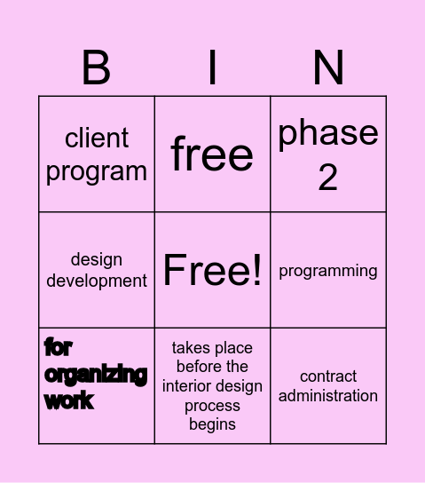 interior design Bingo Card