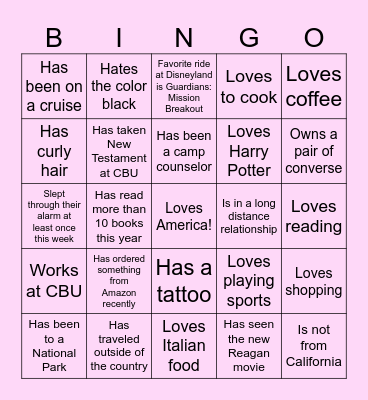 YWA Inland Empire Bingo! Bingo Card