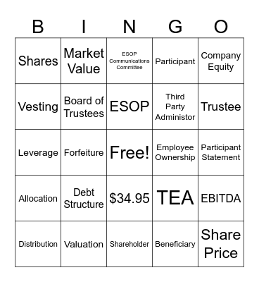 ESOP Month Bingo Card