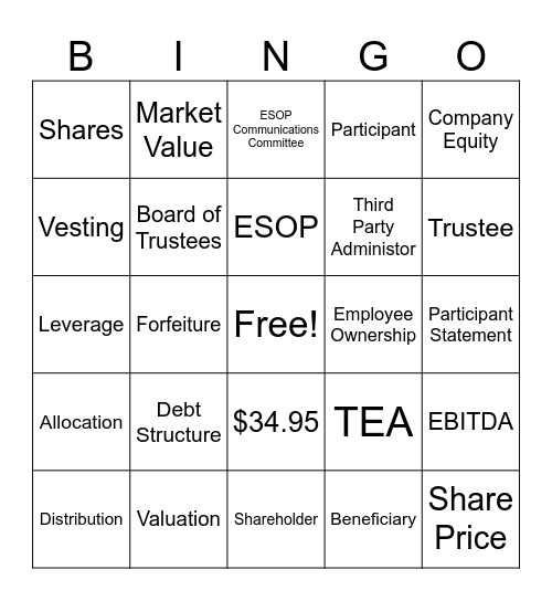 ESOP Month Bingo Card