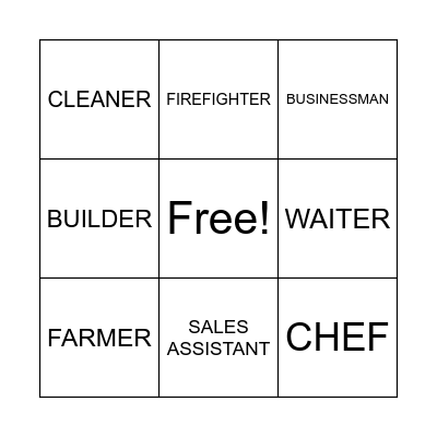 Jobs Bingo Card