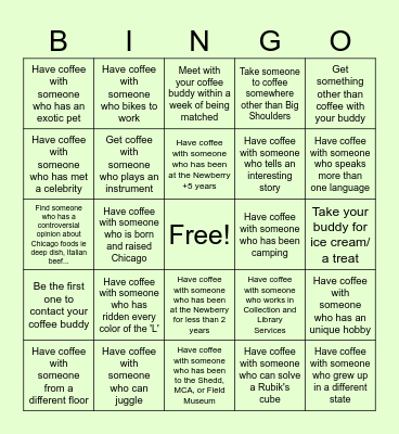 Coffee Buddies Bingo Card