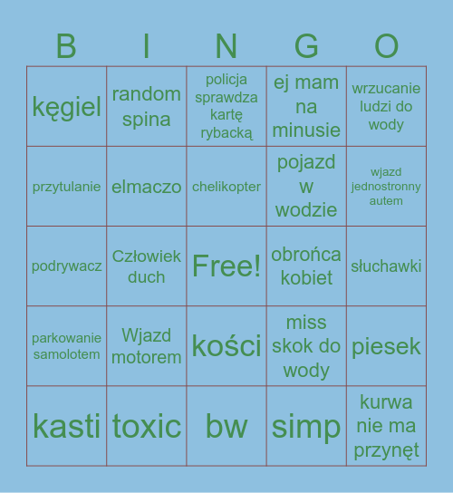 Rybackie bingo Card