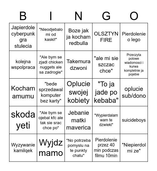 Miszel classic Bingo Card