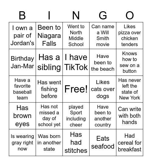 BWFC BINGO Card