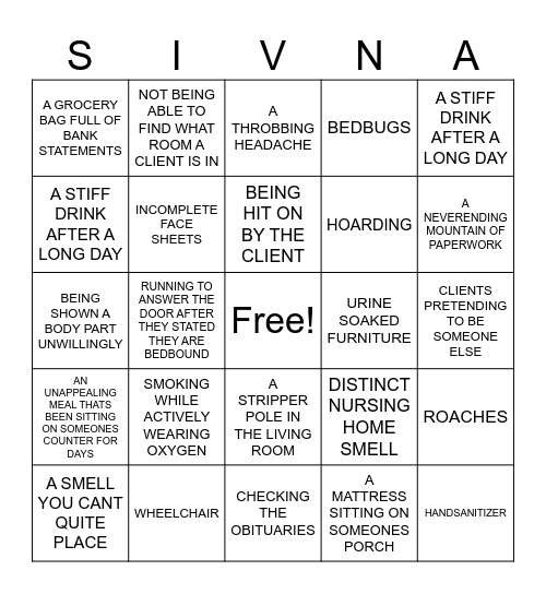 WORKER BINGO Card