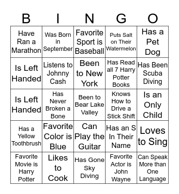 Get to Know Bingo Card