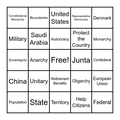 Basics of Government Bingo Card