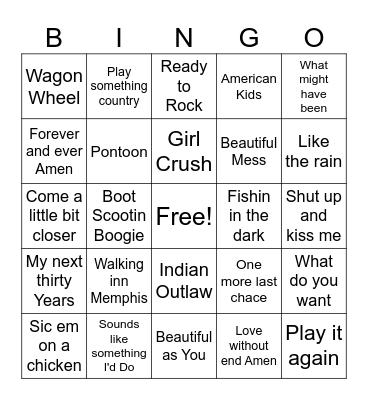 Mixed Country Bingo Card