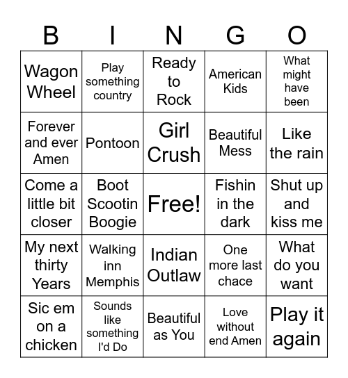 Mixed Country Bingo Card