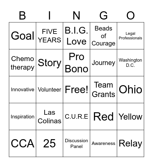 McKesson Childhood Cancer Awareness Month Bingo Card