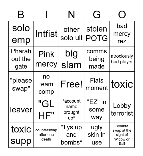 Quickplay bingo Card