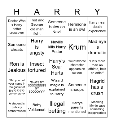 Goblet of Fire Master Copy Bingo Card