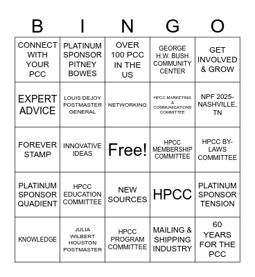 "CONNECTING @ THE CROSSROADS"                                PCC DAY Bingo Card