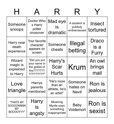 Goblet of fire 2 Bingo Card