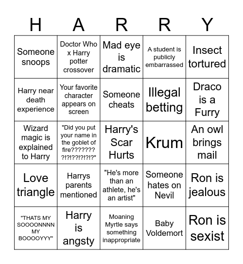 Goblet of fire 2 Bingo Card