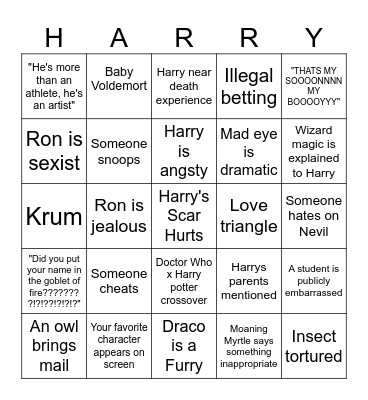 Goblet of fire 1 Bingo Card