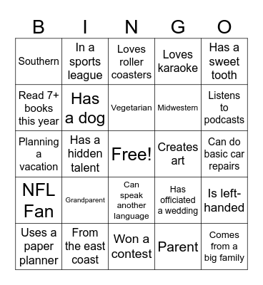 Find Someone Who... Bingo Card