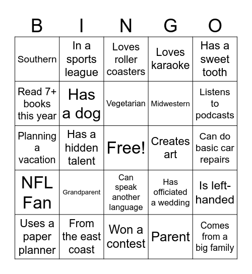 Find Someone Who... Bingo Card