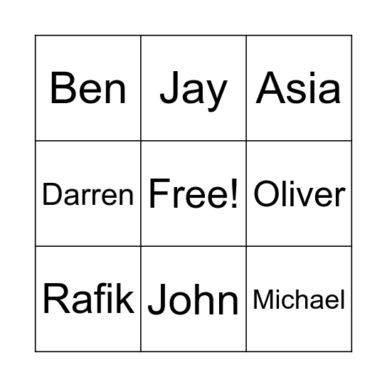 BINGO! Bingo Card