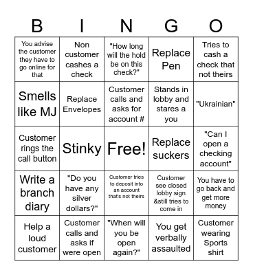 Banking Bingo Card