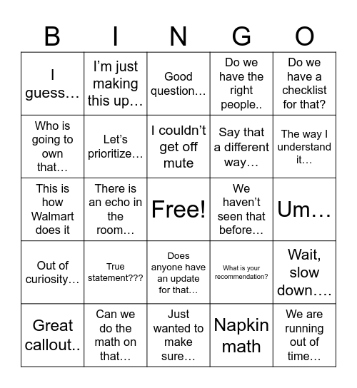 Symbotic Go-Live Bingo Card