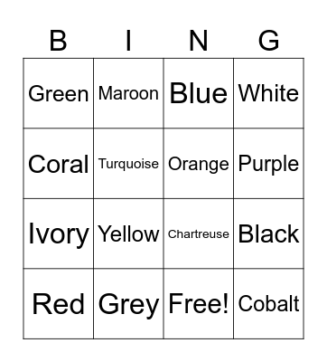 Color Bingo Card