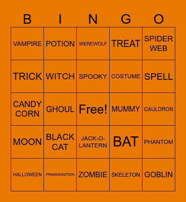Halloween Bingo Card