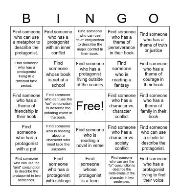 Independent Reading with Conjunctions Bingo Card