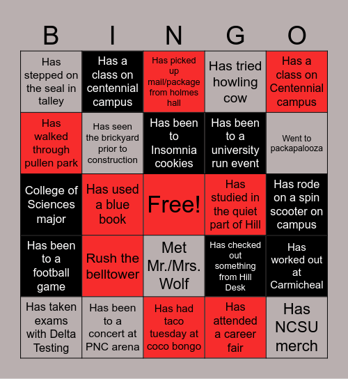 NCSU Traditions Bingo Card