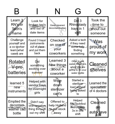 Sterile Processing "We fight dirty" Bingo Card